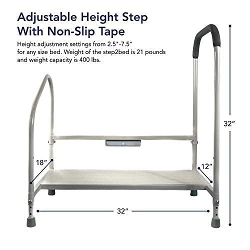Step2Bed Bed Rails with Adjustable Height Bed Step Stool