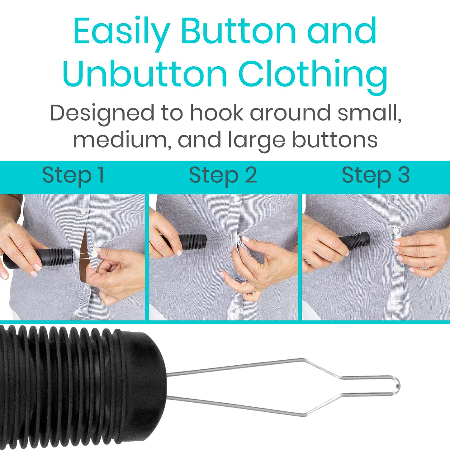 Vive Button Hook with Zipper Pull
