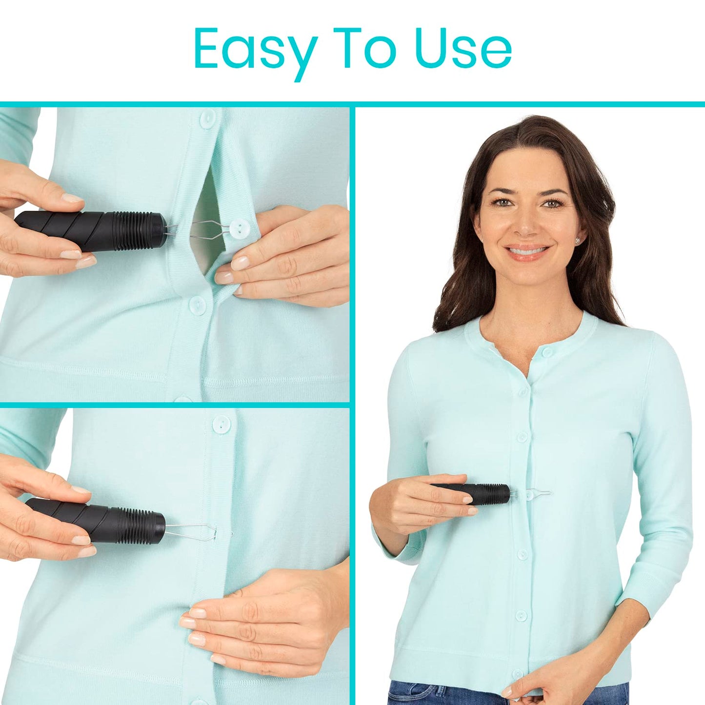 Vive Button Hook with Zipper Pull