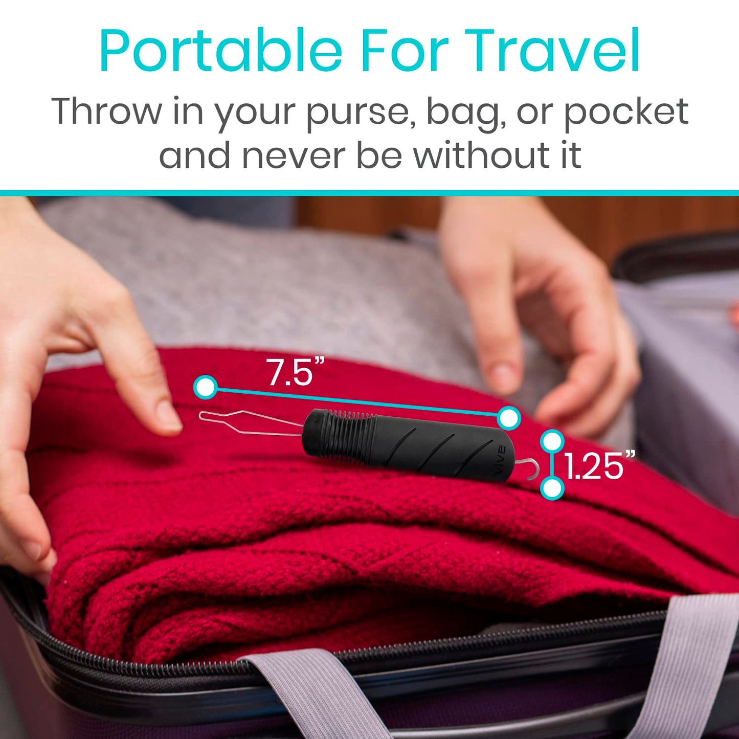 Vive Button Hook with Zipper Pull