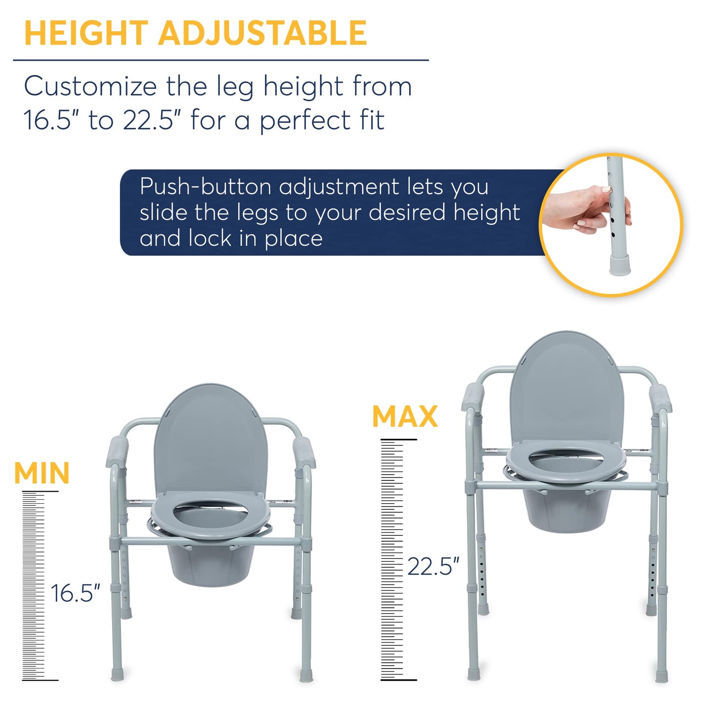 Folding Steel Bedside Commode