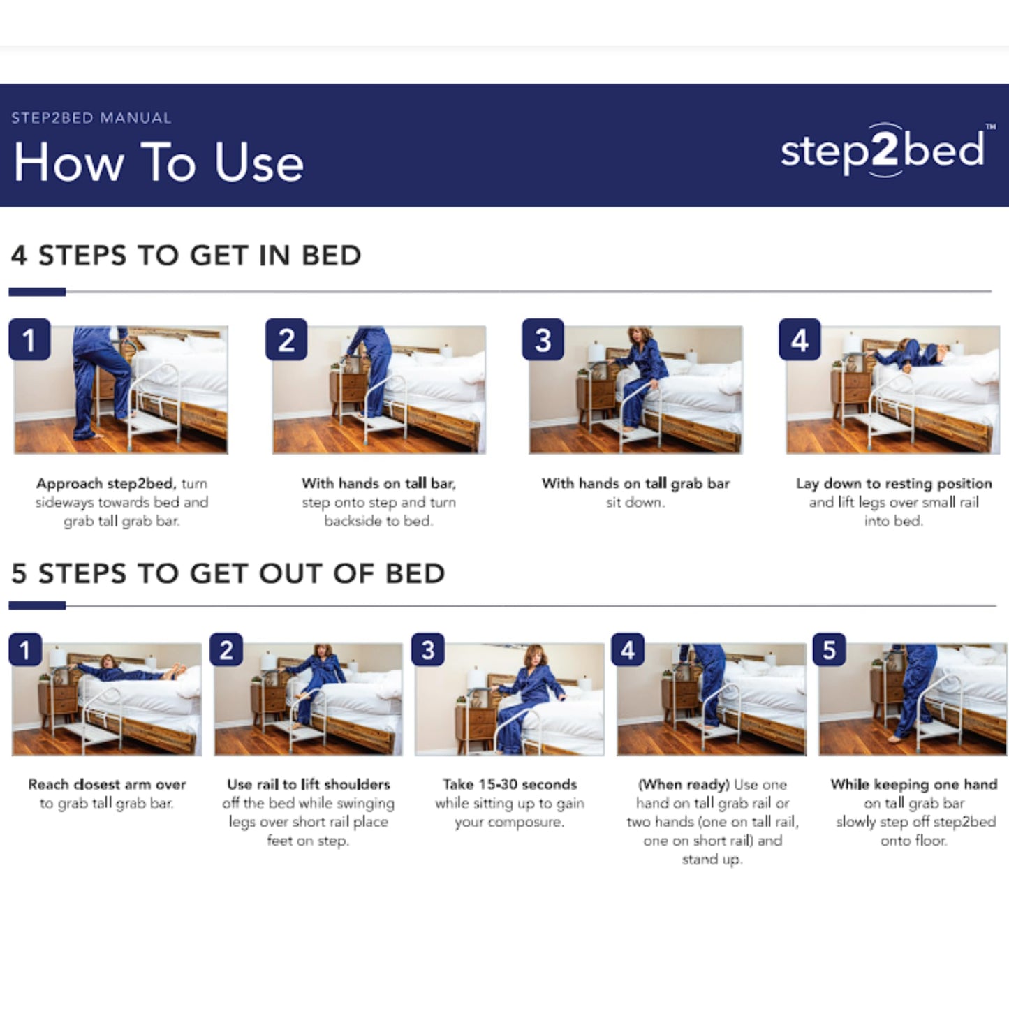 Step2Bed Bed Rails with Adjustable Height Bed Step Stool