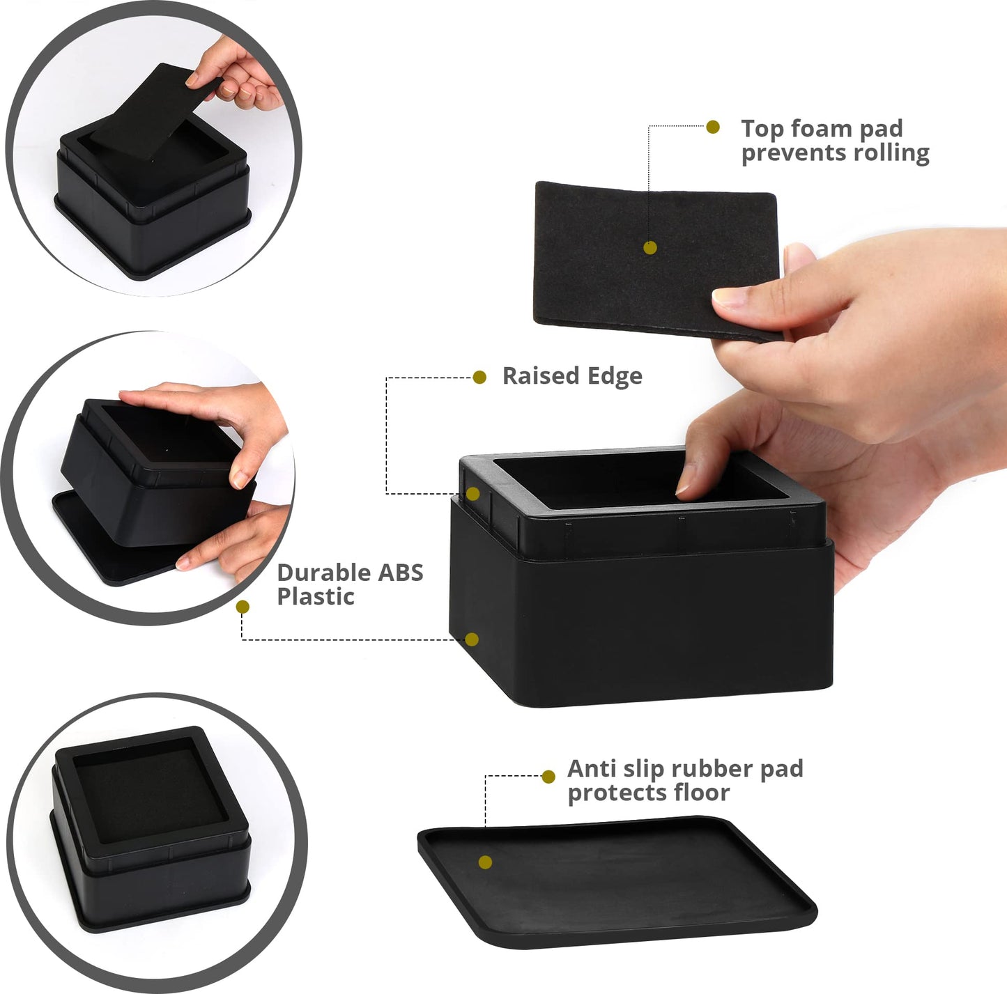 Bed Risers 2 Inch - Pack of 8 - Adjustable Furniture Risers 2 & 4 inch