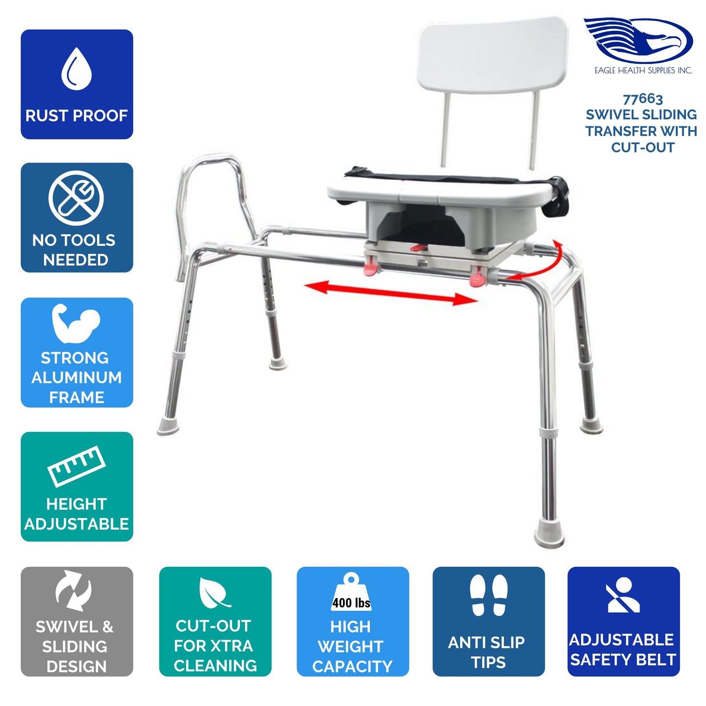 Eagle Health Swivel Sliding Tub Transfer Bench