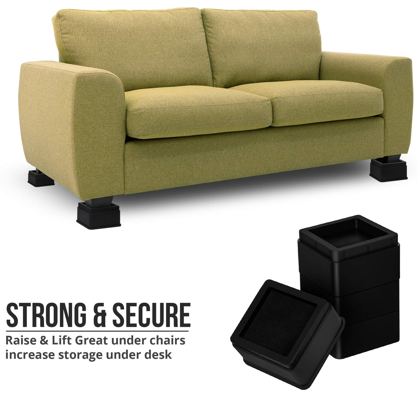 Bed Risers 2 Inch - Pack of 8 - Adjustable Furniture Risers 2 & 4 inch