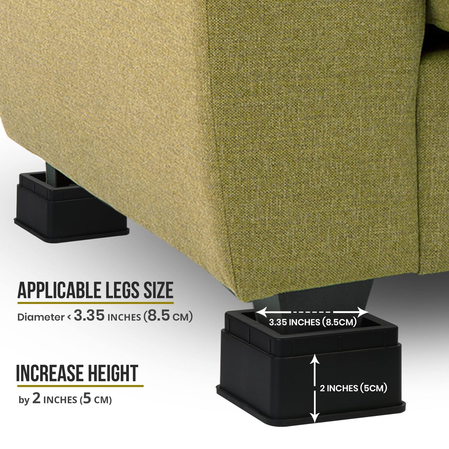 Bed Risers 2 Inch - Pack of 8 - Adjustable Furniture Risers 2 & 4 inch
