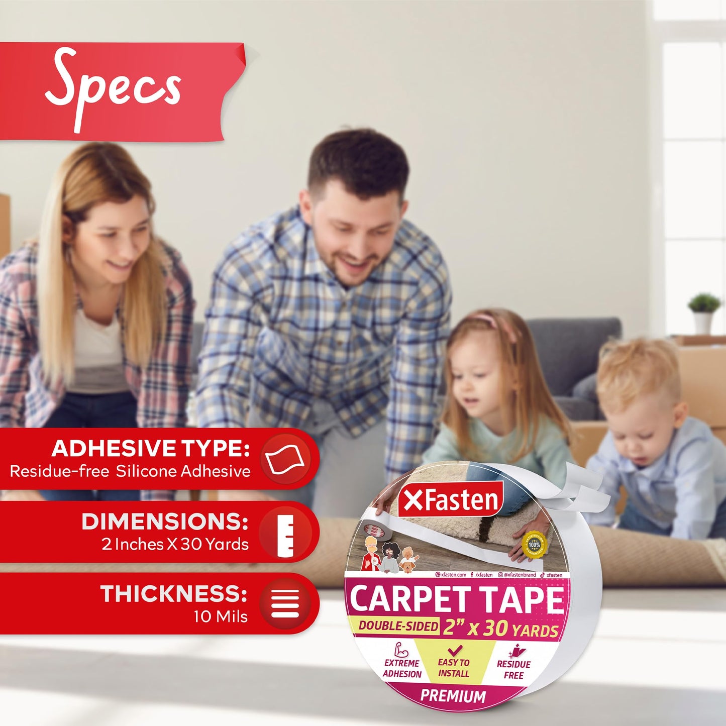 XFasten Double Sided Carpet Tape