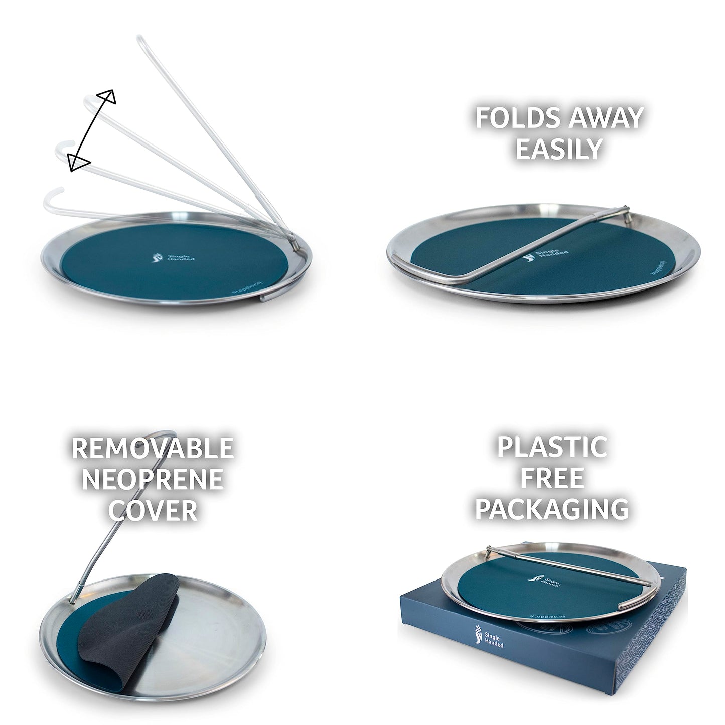 Topple Tray Folding Handle Metal Serving Tray
