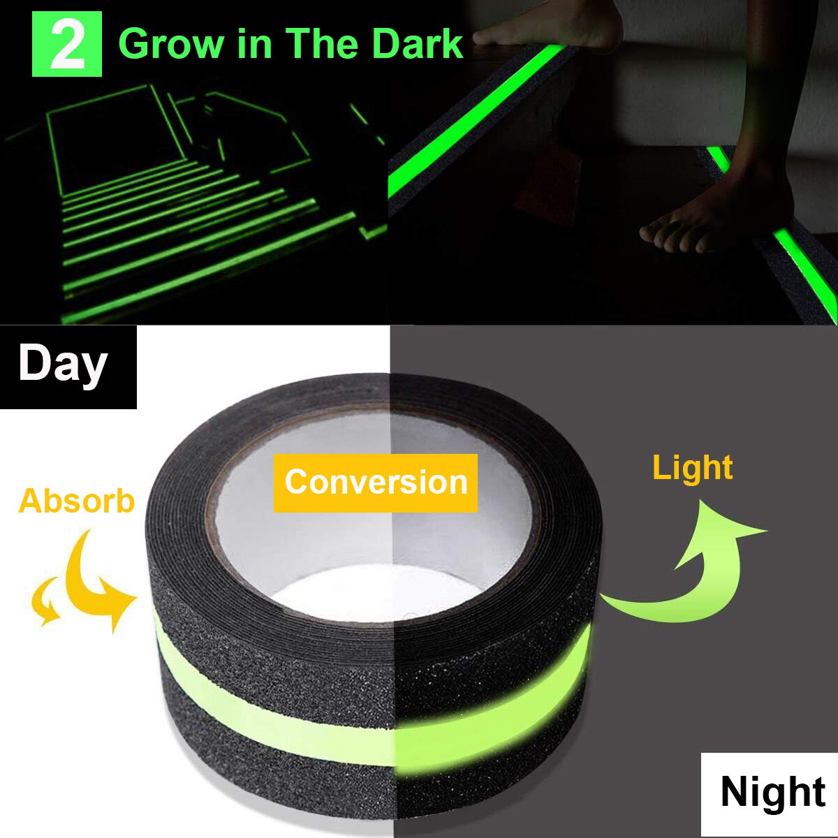 Anti Slip, Glow in the Dark Safety Grip Tape