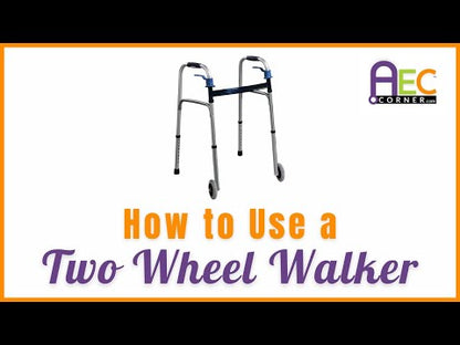2-Button Folding Walker with Wheels